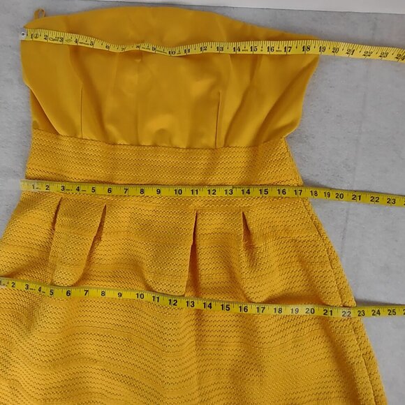 New York & Company Yellow Strapless Stretch Fit & Flare Smocked Waist Dress XXL - Picture 8 of 12